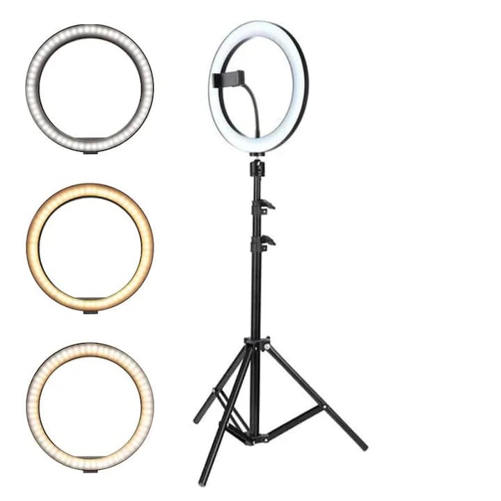 Lampa Circulară LED Profesională Macvi Diametru 55 cm Conectare USB 3 Moduri de Lumina — imagine 1
