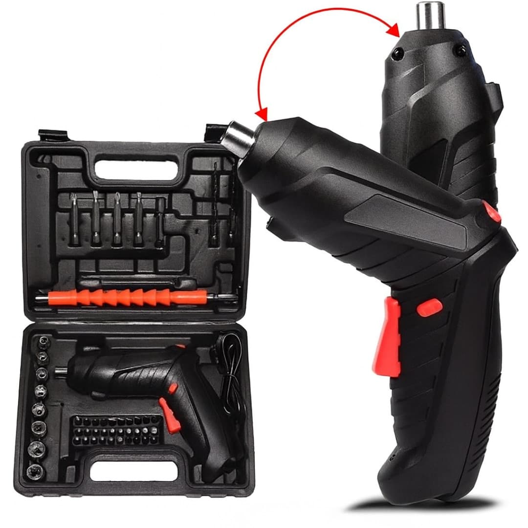 Surubelnita Electrica Portabila Macvi Set 47 piese Acumulator Reincarcabil Maner Rotativ 90-180 — imagine 1
