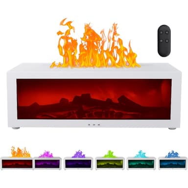 Umidificator de aer inteligent Macvi 3D cu efect de flacara, aromaterapie, rezervor 200 ml, LED multicolor, portabil USB