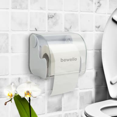 Suport perete hartie igienica cu capac transparent Bewello