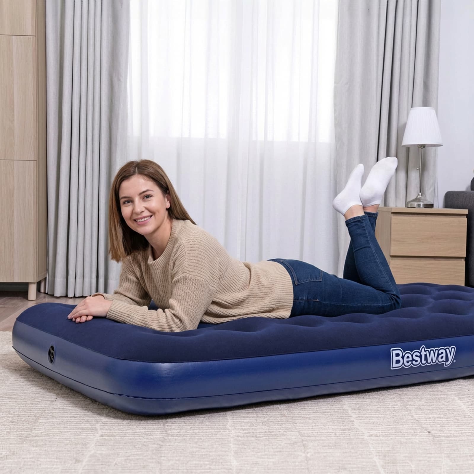 Saltea gonflabila single Bestway 188x99x22 cm albastru — imagine 1