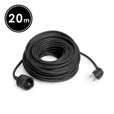 Prelungitor electric Delight 20m negru, 16A, cablu 3x1.5mm, stecher 90 grade