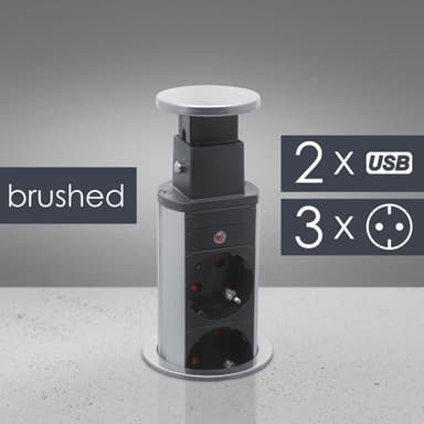 Priza incastrabila Delight birou 3 prize 2 USB 3500W argintiu pop up 250V