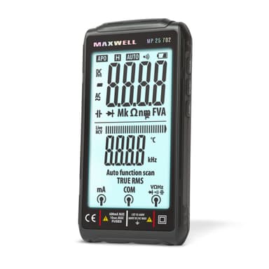 Multimetru digital automat Maxwell-Digital 4.2 inch FullScreen Type C detectie tensiune AC DC negru/rosu