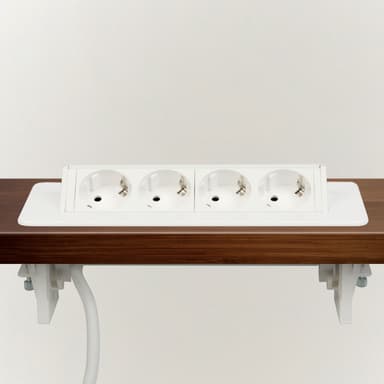 Priza incorporabila blat Delight 4 prize Schuko 16A 3500W alb 1.5m cablu
