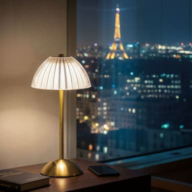Lampa de masa Phenom auriu cu caldura reglabila luminozitate si bateria USB