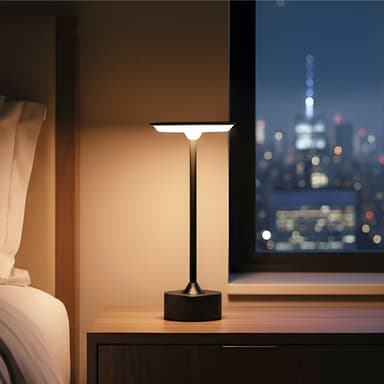 Lampa de masa Phenom metal negru caldura reglabila de culoare luminozitate bateria USB