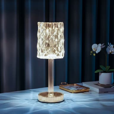 Lampa de masa Phenom transparenta reglabila cu baterie USB
