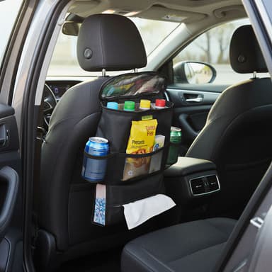Organizator auto MNC cu buzunar termo, 5 compartimente, negru