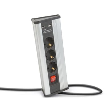 Prelungitor de colț Delight 3 prize 16A 250V 2 USB 2.1A cablu 1.5m intrerupator