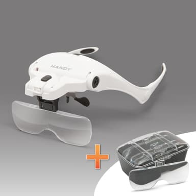 Lupa cu banda de cap Handy, set 5 lentile interschimbabile cu iluminare LED