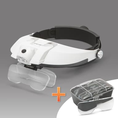 Lupa Handy cu banda de sustinere, iluminare LED, lentila dubla