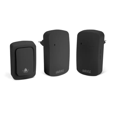 Sonerie wireless Delight fara baterii 2 receptoare 38 tonuri 100m IP54 negru