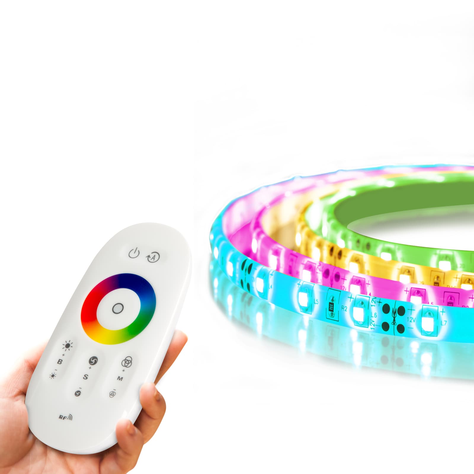 Banda LED RGB Phenom 5 m telecomanda touch multicolor IP65 — imagine 1