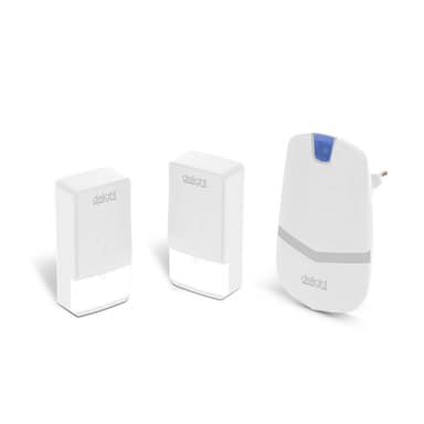 Sonerie wireless Delight fara baterii 2 butoane 36 tonuri 100m IP44 alb