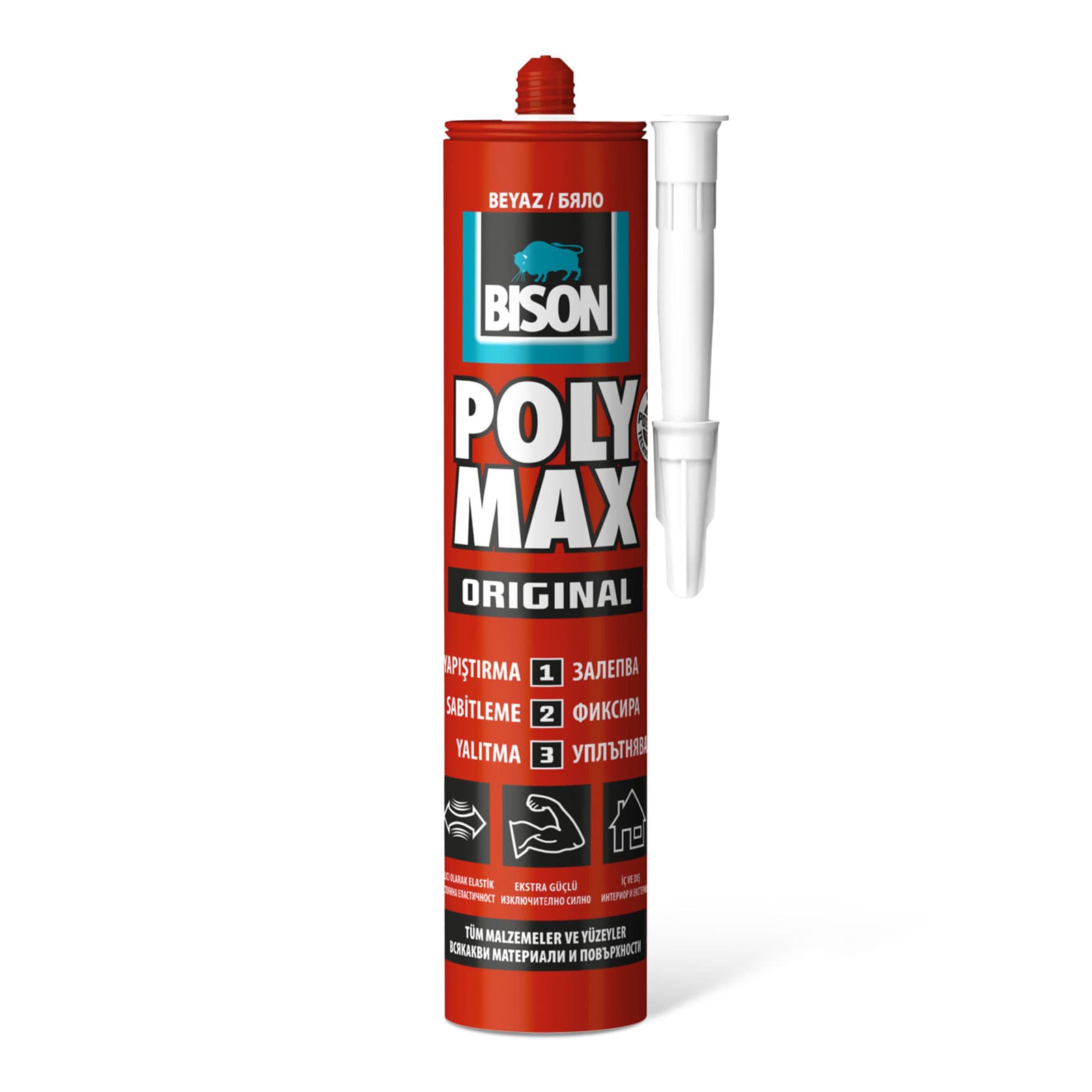 Adeziv si etansant Bison Poly Max Original, alb, 465 g, rezistenta extrema — imagine 1
