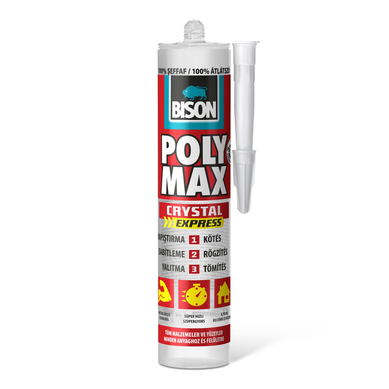 Adeziv si etansant transparent Bison Poly Max Crystal 300 g — imagine 1