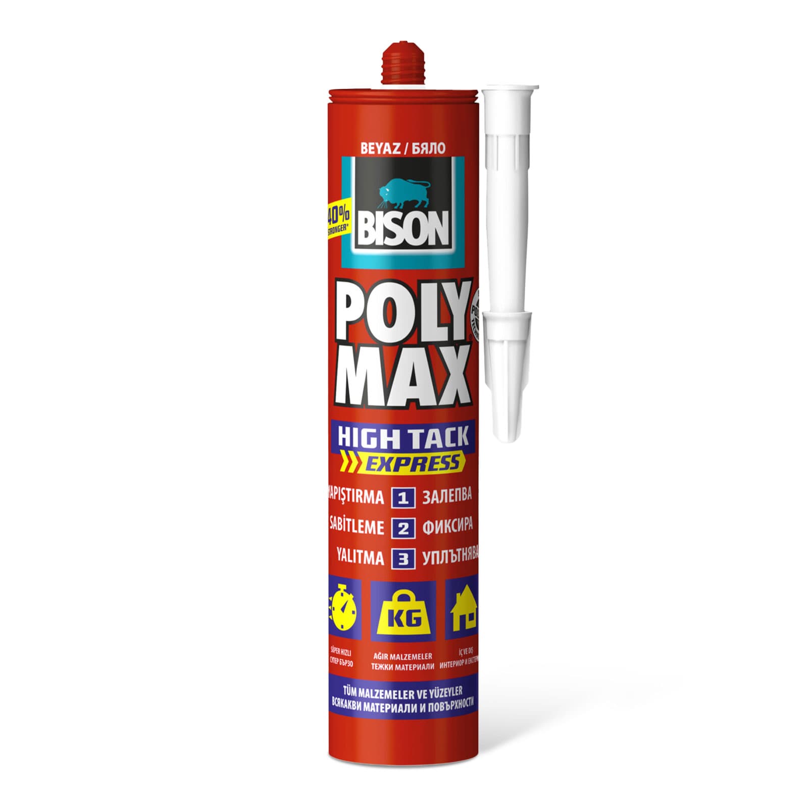 Adeziv si etansant universal Bison Poly Max, alb, 425 g, uscare rapida — imagine 1