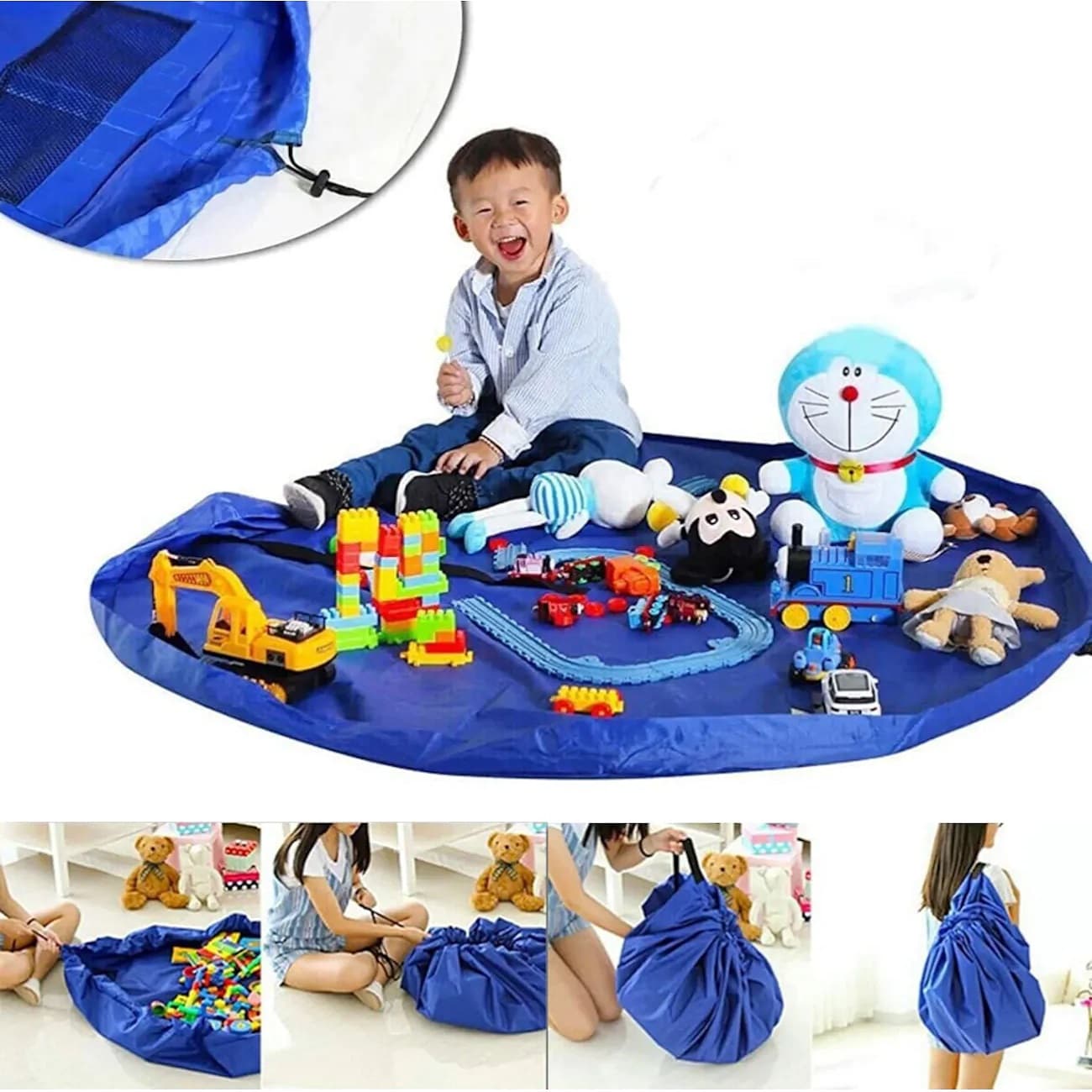 Covoras de joaca 2in1 Albastru Diametru 150cm — imagine 1