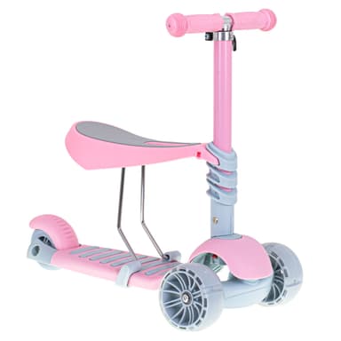Set 3in1 Tricicleta Trotineta Skateboard cu roti LED, Roz