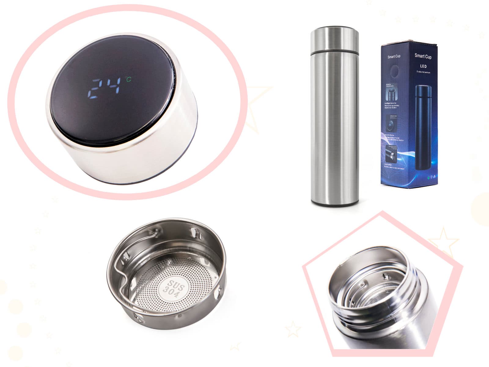 Recipient Termos SMART CUP LED 500ml cu afisaj temperatura — imagine 4