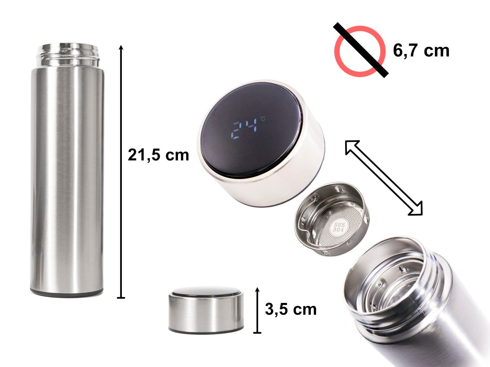 Recipient Termos SMART CUP LED 500ml cu afisaj temperatura — imagine 5