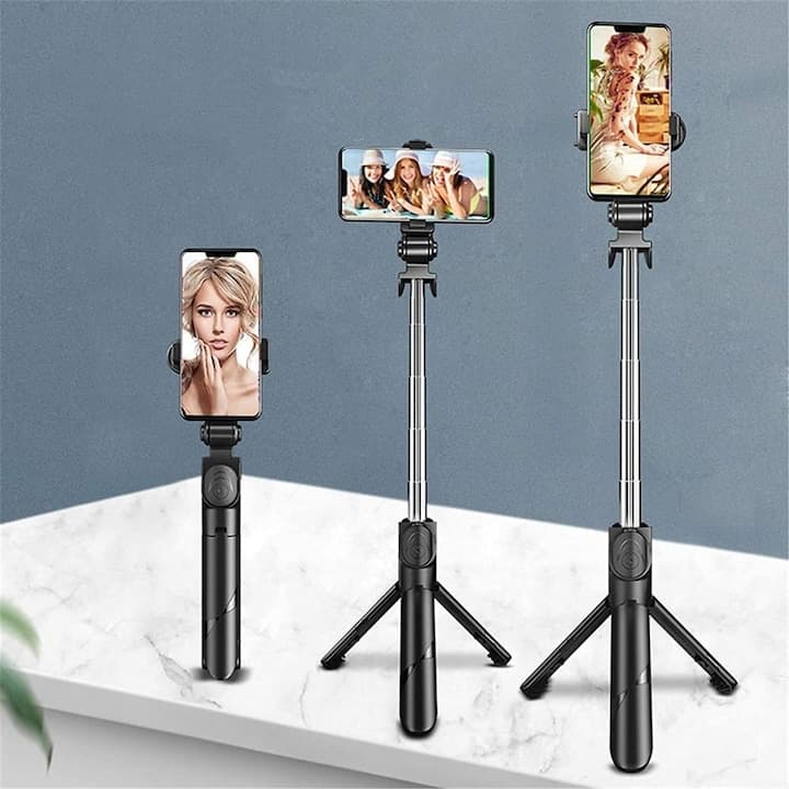 Selfie Stick Trepied Set 3in1 cu Lampa LED Conectare Bluetooth — imagine 2