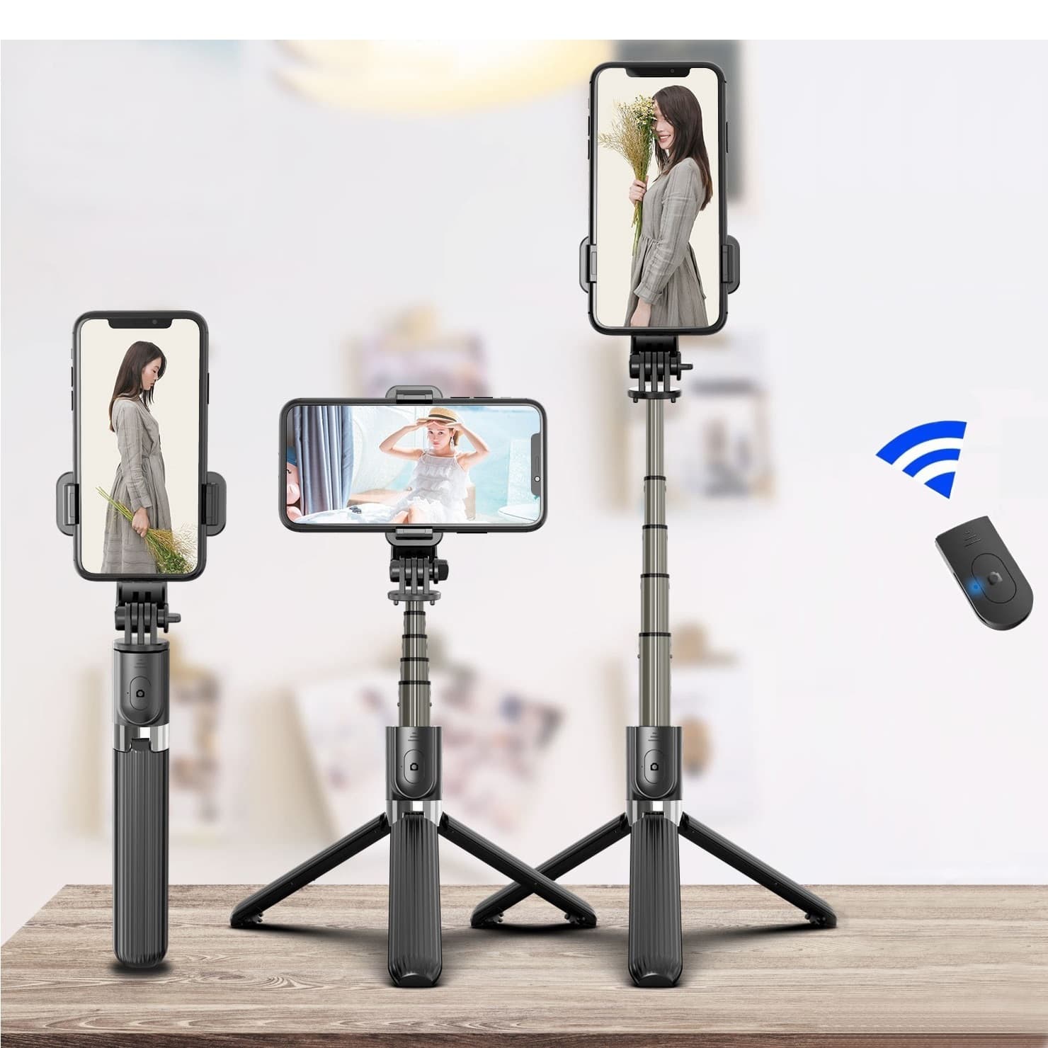 Selfie Stick Trepied Set 3in1 cu Lampa LED Conectare Bluetooth — imagine 3