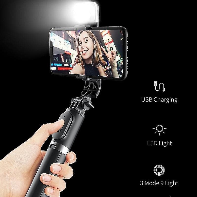 Selfie Stick Trepied Set 3in1 cu Lampa LED Conectare Bluetooth — imagine 4