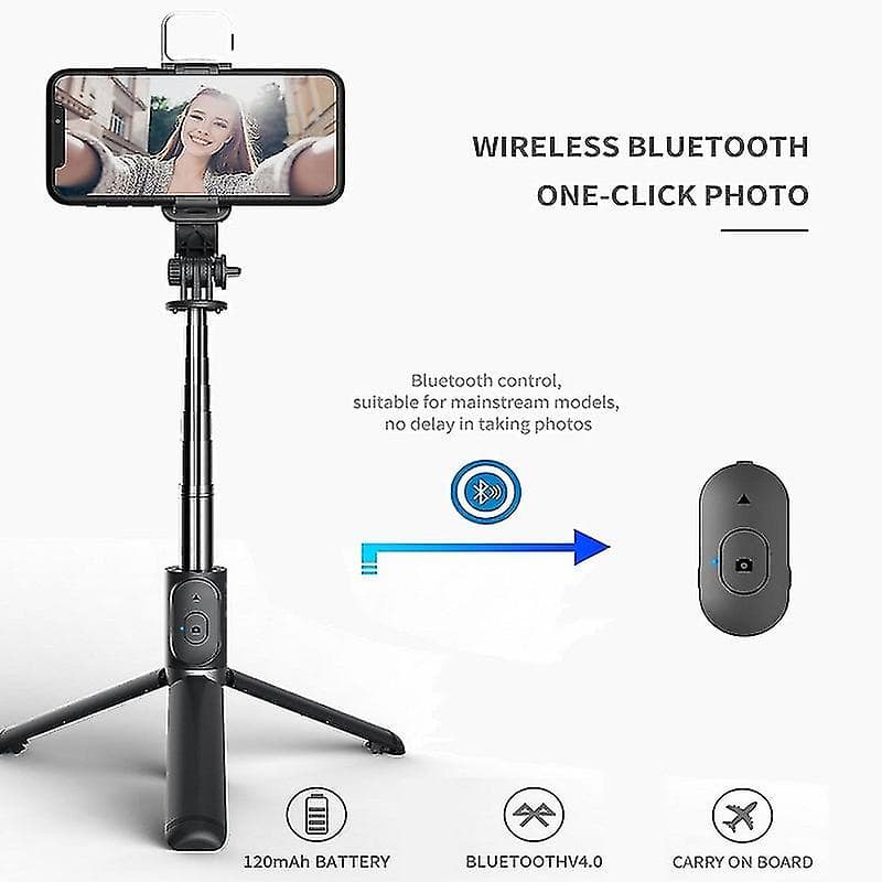Selfie Stick Trepied Set 3in1 cu Lampa LED Conectare Bluetooth — imagine 6