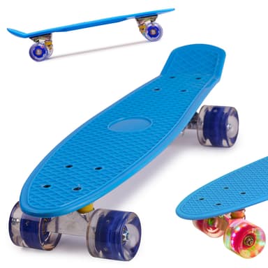 Skateboard Penny Board pentru copii cu roti LED Albastru