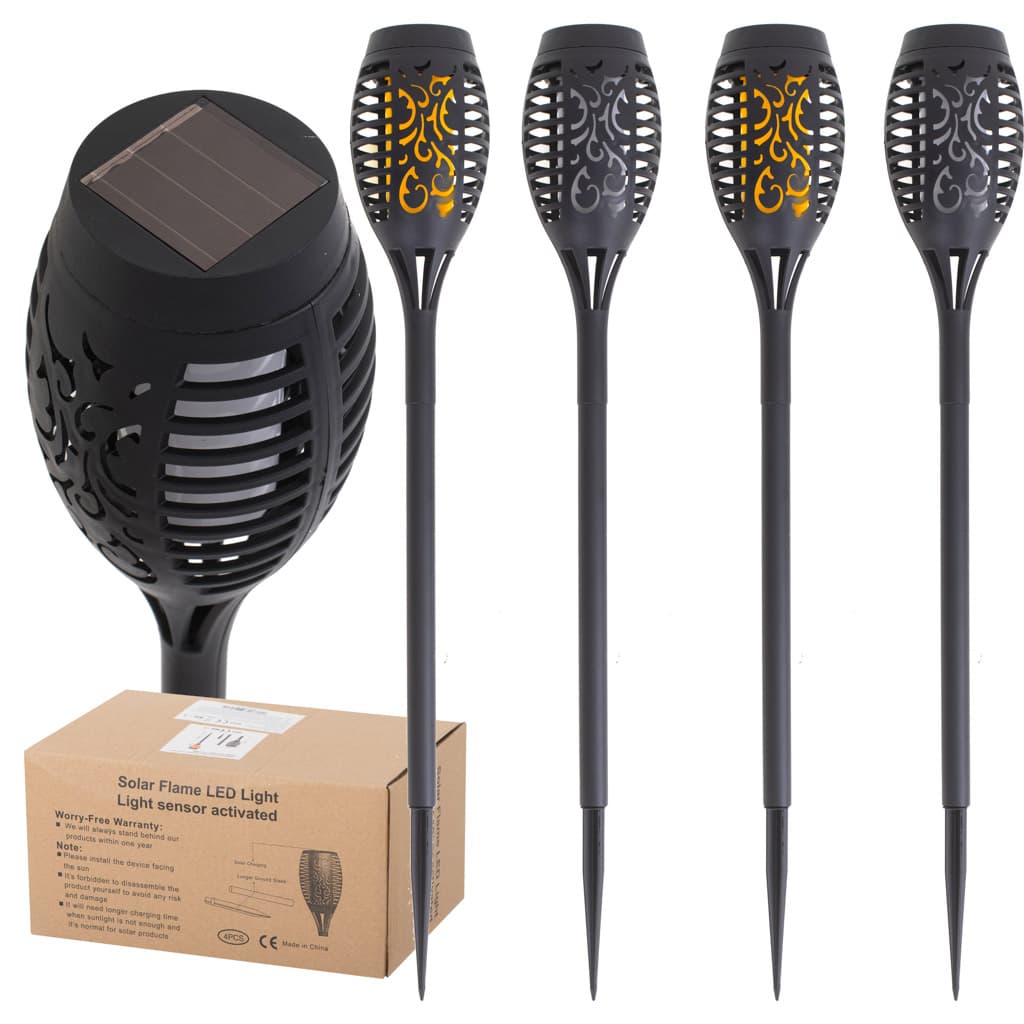 Lampi solare de gradina tip torca, set 4 bucati cu 12 LED-uri — imagine 2