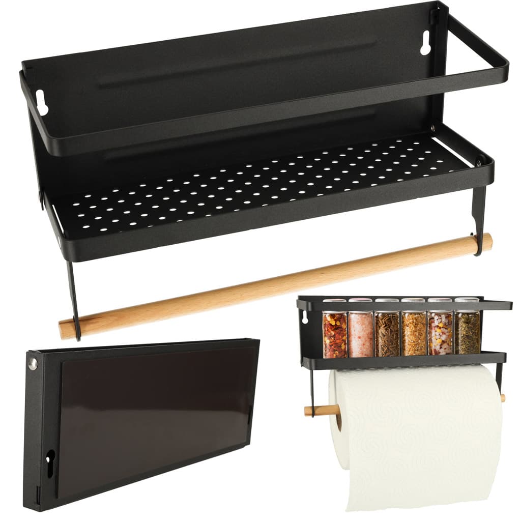 Raft magnetic de frigider 2in1 pentru condimente si prosop de bucatarie — imagine 1