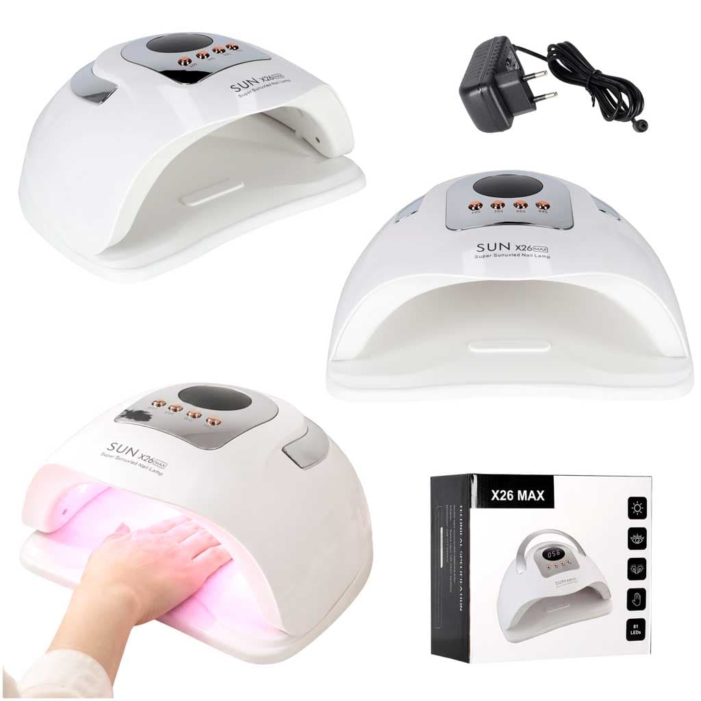 Lampa UV LED hibrid SUN X26 MAX 380W 81 LED-uri pentru unghii gel — imagine 3