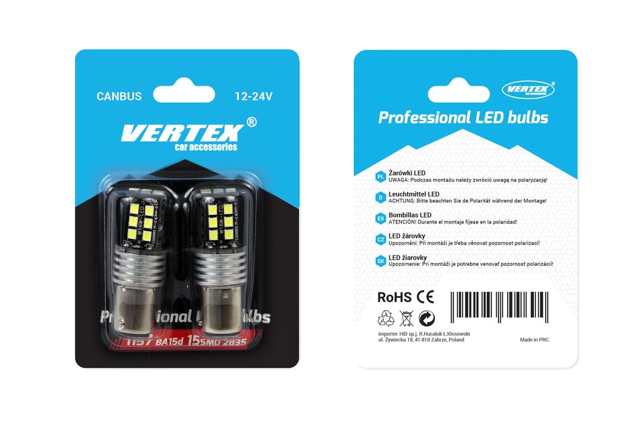 Set becuri auto LED CANBUS AMIO compatibil P21/5W BA15D 15 SMD 7.5W Alb 12/24V — imagine 2