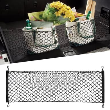 Plasa de bagaje elastica AMIO cu buzunar si suporti de montaj, dimensiune 100 x 40 cm
