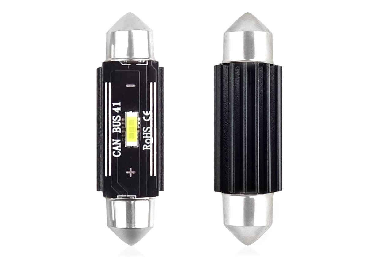 Becuri LED Set CANBUS sofit AMIO compatibil C5W 1 SMD 41mm Alb 12/24V pentru competitiile auto sau off-road — imagine 1
