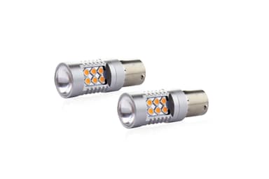 Becuri LED AMIO Set CANBUS compatibil P21W BA15S 24 SMD 6.2W Orange 12/24V