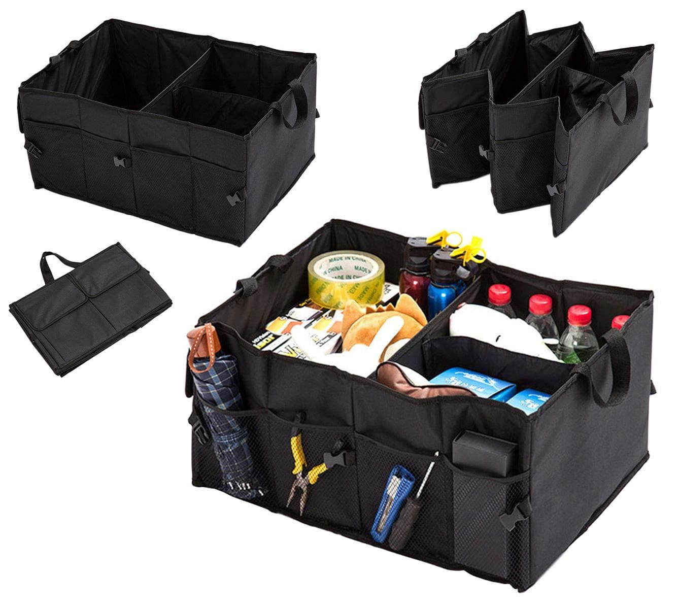 Organizator portbagaj auto cu 9 buzunare, 55 x 38 x 26cm, neagra — imagine 3