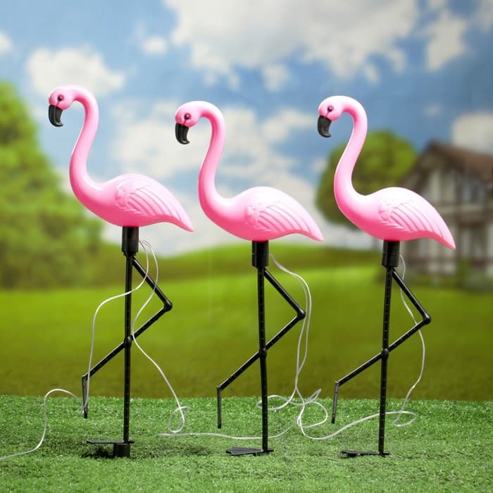 Set 3 x Lampa Solara estetica exterioara de gradina model Flamingo — imagine 3