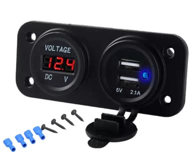 Panou electric suplimentar impermeabil pentru vehicule Off Road, ATV, SSV, 12-24V, 2x USB si Voltmetru