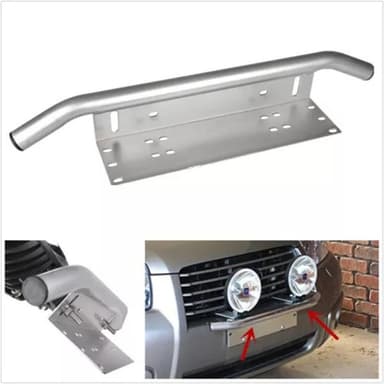 Bullbar pentru vehicule offroad cu suport numar si proiectoare, Aluminiu, Argintiu
