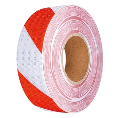 Banda reflectorizanta adeziva tip fagure Rosu-Alb 4cm x 23m