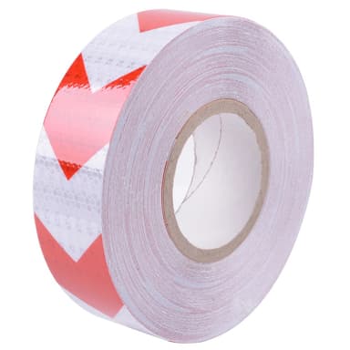 Banda reflectorizanta adeziva tip fagure SAGEATA ROSU-ALB rola 5cm x 25m