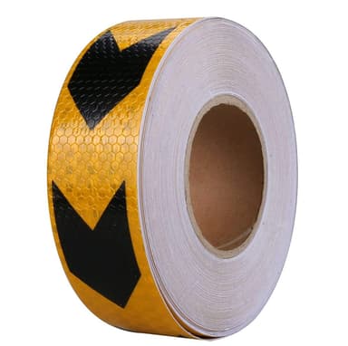 Banda reflectorizanta adeziva tip fagure SAGEATA NEGRU-GALBEN rola 5cm x 25m