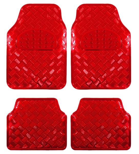 Covorase Auto Universale Model Diamond Culoare Crom Rosu — imagine 1