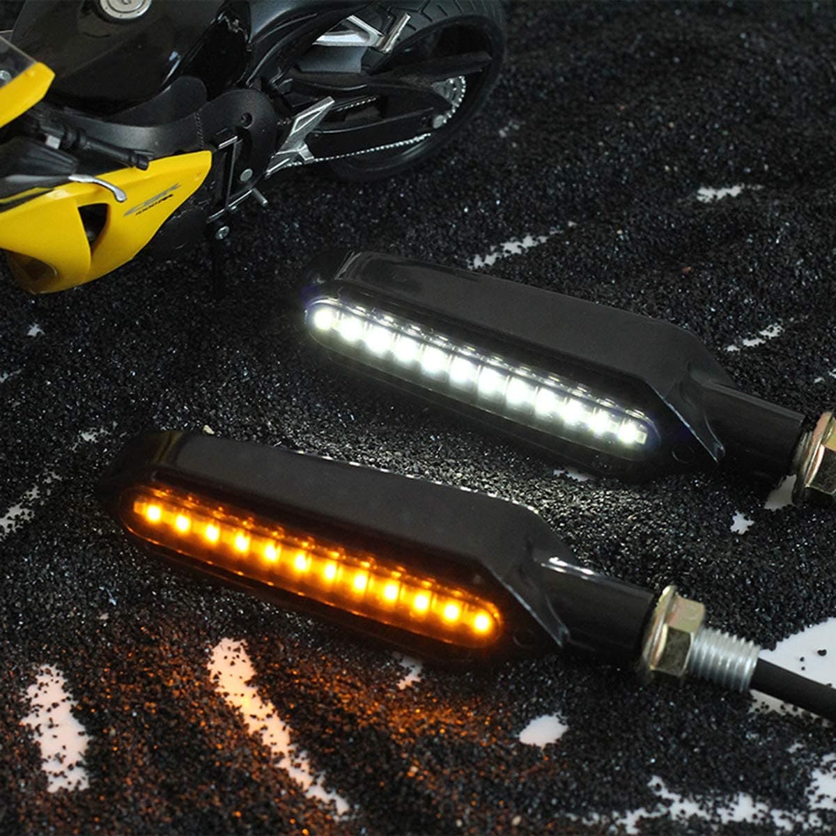 Set de lampi semnalizare moto secventiala cu 2 functii pozitie si semnalizare 12V — imagine 2