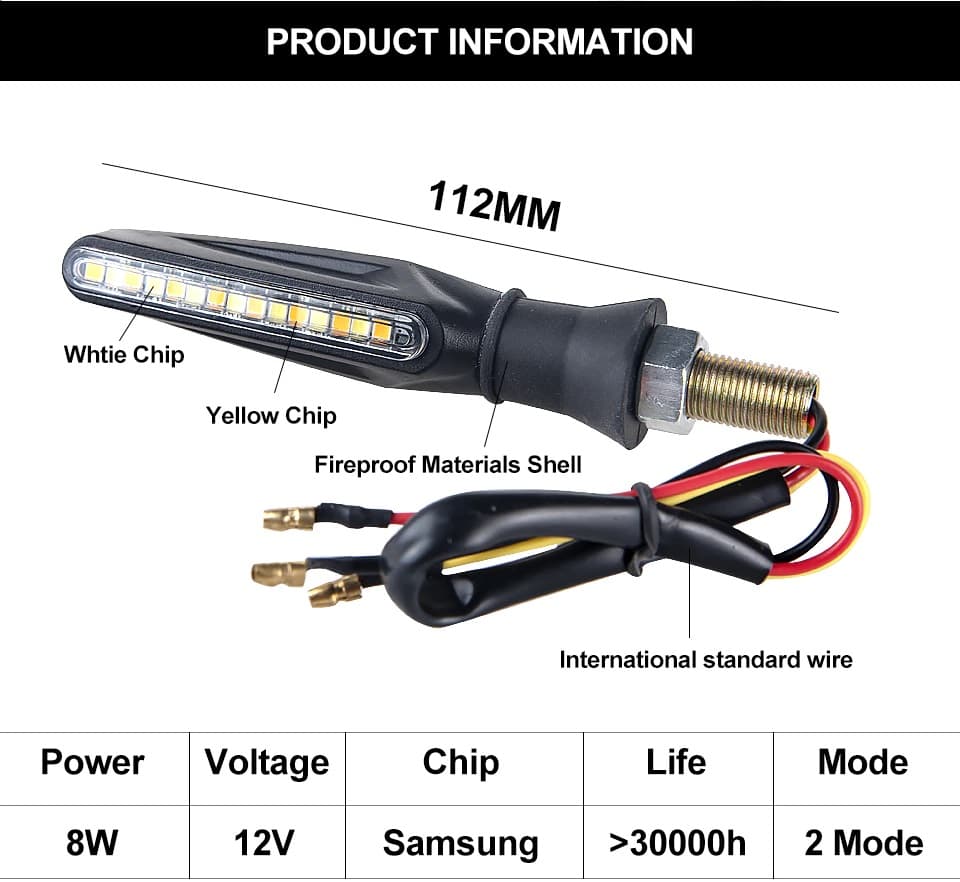 Set de lampi semnalizare moto secventiala cu 2 functii pozitie si semnalizare 12V — imagine 12
