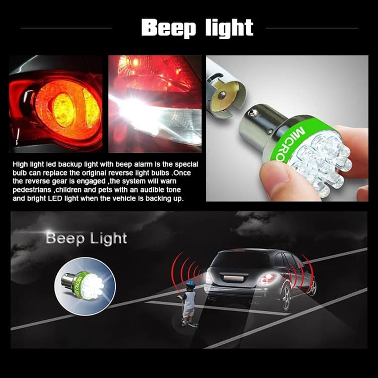 Sirena de mers inapoi cu bec LED 12V, BA15S — imagine 2