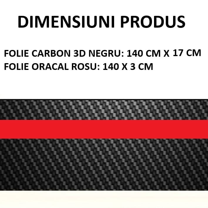 Sticker autoadeziv Tuning Rally Stripe Carbon 3D Negru/Rosu — imagine 2